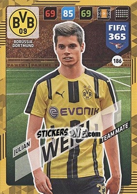 Sticker Julian Weigl - FIFA 365: 2017-2018. Adrenalyn XL - Nordic edition n. 186 - Panini