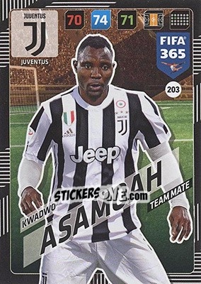Sticker Kwadwo Asamoah - FIFA 365: 2017-2018. Adrenalyn XL - Nordic edition n. 203 - Panini