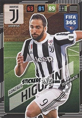 Sticker Gonzalo Higuaín - FIFA 365: 2017-2018. Adrenalyn XL - Nordic edition n. 204 - Panini