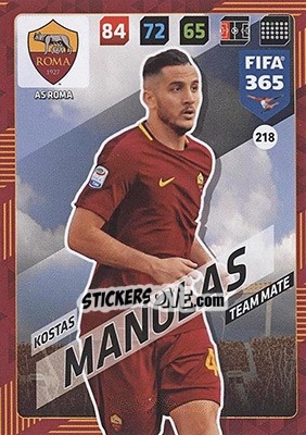 Sticker Kostas Manolas - FIFA 365: 2017-2018. Adrenalyn XL - Nordic edition n. 218 - Panini