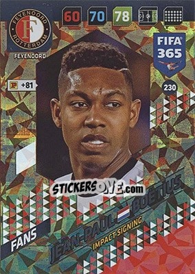 Sticker Jean-Paul Boëtius - FIFA 365: 2017-2018. Adrenalyn XL - Nordic edition n. 230 - Panini