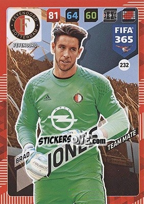Sticker Brad Jones - FIFA 365: 2017-2018. Adrenalyn XL - Nordic edition n. 232 - Panini