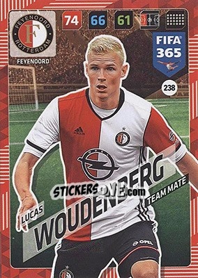 Sticker Lucas Woudenberg - FIFA 365: 2017-2018. Adrenalyn XL - Nordic edition n. 238 - Panini