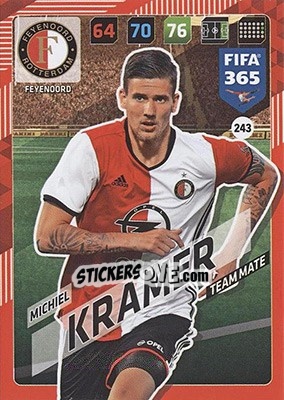Sticker Michiel Kramer - FIFA 365: 2017-2018. Adrenalyn XL - Nordic edition n. 243 - Panini