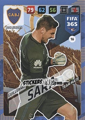 Sticker Guillermo Sara - FIFA 365: 2017-2018. Adrenalyn XL - Nordic edition n. 16 - Panini