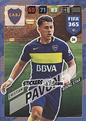Sticker Cristian Pavón - FIFA 365: 2017-2018. Adrenalyn XL - Nordic edition n. 26 - Panini