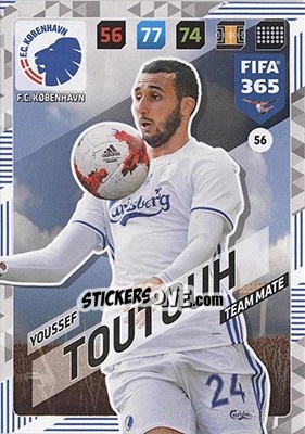 Sticker Youssef Toutouh - FIFA 365: 2017-2018. Adrenalyn XL - Nordic edition n. 56 - Panini