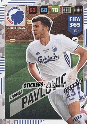 Sticker Andrija Pavlovic - FIFA 365: 2017-2018. Adrenalyn XL - Nordic edition - Panini
