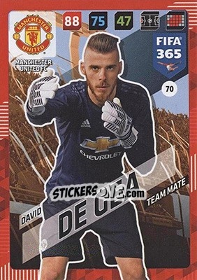 Sticker David de Gea - FIFA 365: 2017-2018. Adrenalyn XL - Nordic edition n. 70 - Panini