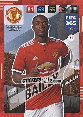 Sticker Eric Bailly - FIFA 365: 2017-2018. Adrenalyn XL - Nordic edition n. 71 - Panini