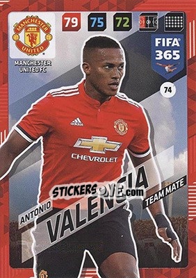Sticker Antonio Valencia - FIFA 365: 2017-2018. Adrenalyn XL - Nordic edition n. 74 - Panini