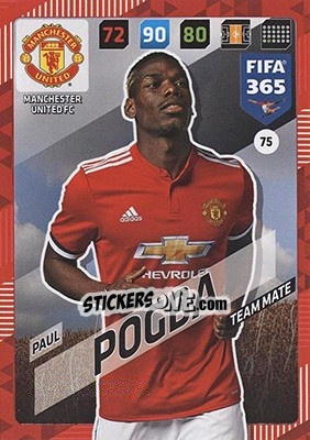 Sticker Paul Pogba - FIFA 365: 2017-2018. Adrenalyn XL - Nordic edition n. 75 - Panini