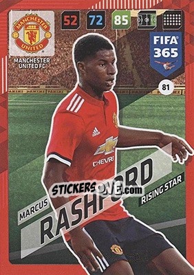 Sticker Marcus Rashford - FIFA 365: 2017-2018. Adrenalyn XL - Nordic edition n. 81 - Panini