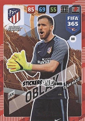Sticker Jan Oblak - FIFA 365: 2017-2018. Adrenalyn XL - Nordic edition n. 88 - Panini