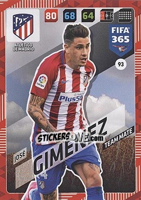 Sticker José Giménez - FIFA 365: 2017-2018. Adrenalyn XL - Nordic edition n. 93 - Panini