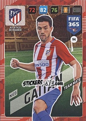 Figurina Nico Gaitán - FIFA 365: 2017-2018. Adrenalyn XL - Nordic edition - Panini