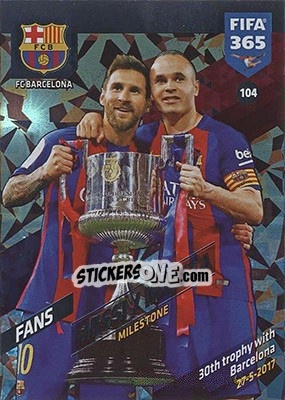 Sticker Lionel Messi / Andrés Iniesta - FIFA 365: 2017-2018. Adrenalyn XL - Nordic edition - Panini