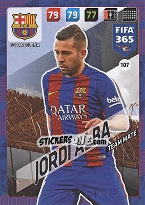 Sticker Jordi Alba - FIFA 365: 2017-2018. Adrenalyn XL - Nordic edition n. 107 - Panini