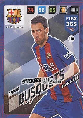 Sticker Sergio Busquets - FIFA 365: 2017-2018. Adrenalyn XL - Nordic edition n. 110 - Panini