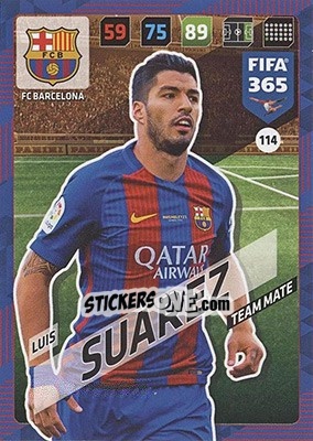 Sticker Luis Suárez - FIFA 365: 2017-2018. Adrenalyn XL - Nordic edition n. 114 - Panini