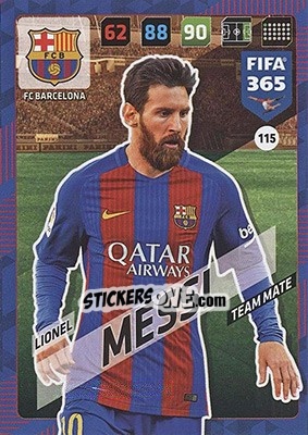 Sticker Lionel Messi - FIFA 365: 2017-2018. Adrenalyn XL - Nordic edition n. 115 - Panini