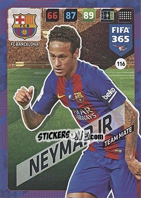 Sticker Neymar Jr. - FIFA 365: 2017-2018. Adrenalyn XL - Nordic edition n. 116 - Panini