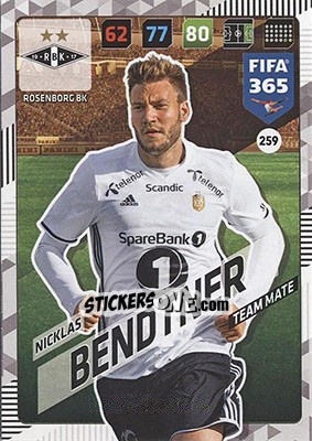 Sticker Nicklas Bendtner - FIFA 365: 2017-2018. Adrenalyn XL - Nordic edition n. 259 - Panini