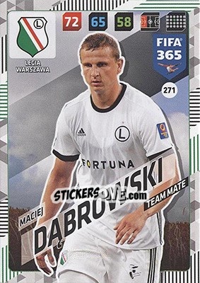 Sticker Maciej Dąbrowski - FIFA 365: 2017-2018. Adrenalyn XL - Nordic edition n. 271 - Panini