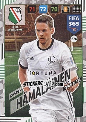 Sticker Kasper Hämäläinen - FIFA 365: 2017-2018. Adrenalyn XL - Nordic edition n. 274 - Panini