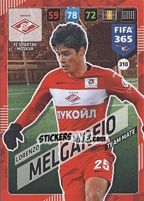 Sticker Lorenzo Melgarejo - FIFA 365: 2017-2018. Adrenalyn XL - Nordic edition n. 310 - Panini