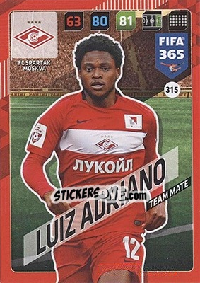 Sticker Luiz Adriano - FIFA 365: 2017-2018. Adrenalyn XL - Nordic edition - Panini