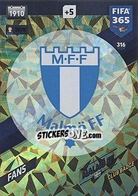 Sticker Club Badge - FIFA 365: 2017-2018. Adrenalyn XL - Nordic edition n. 316 - Panini