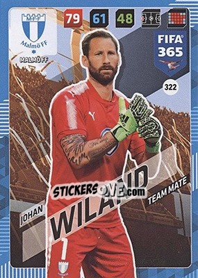 Sticker Johan Wiland - FIFA 365: 2017-2018. Adrenalyn XL - Nordic edition n. 322 - Panini
