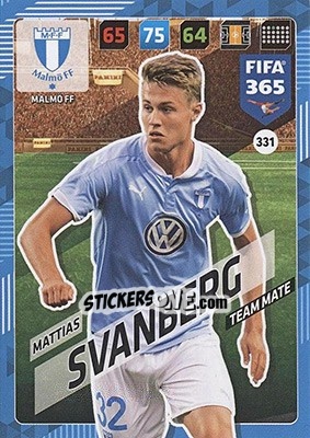 Sticker Mattias Svanberg - FIFA 365: 2017-2018. Adrenalyn XL - Nordic edition n. 331 - Panini