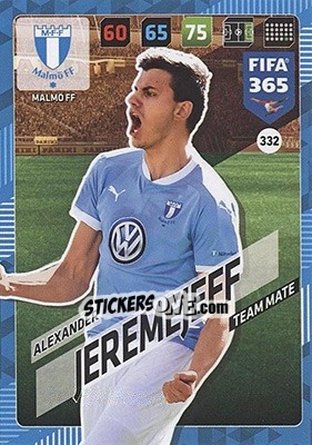 Sticker alexander Jeremejeff - FIFA 365: 2017-2018. Adrenalyn XL - Nordic edition n. 332 - Panini