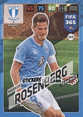 Sticker Markus Rosenberg - FIFA 365: 2017-2018. Adrenalyn XL - Nordic edition n. 333 - Panini