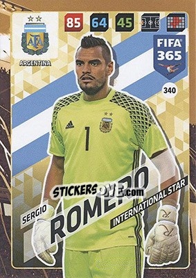 Sticker Sergio Romero - FIFA 365: 2017-2018. Adrenalyn XL - Nordic edition n. 340 - Panini