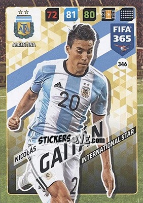 Sticker Nicolas Gaitan - FIFA 365: 2017-2018. Adrenalyn XL - Nordic edition n. 346 - Panini