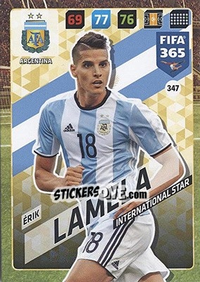 Sticker Erik Lamela - FIFA 365: 2017-2018. Adrenalyn XL - Nordic edition n. 347 - Panini