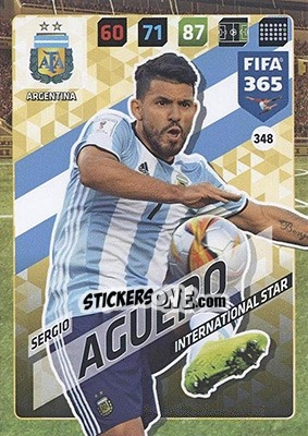 Sticker Sergio Agüero - FIFA 365: 2017-2018. Adrenalyn XL - Nordic edition n. 348 - Panini