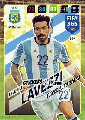 Sticker Ezequiel Lavezzi - FIFA 365: 2017-2018. Adrenalyn XL - Nordic edition n. 349 - Panini