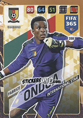 Sticker Fabrice Ondoa - FIFA 365: 2017-2018. Adrenalyn XL - Nordic edition n. 358 - Panini