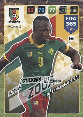 Sticker Jacques Zoua - FIFA 365: 2017-2018. Adrenalyn XL - Nordic edition n. 366 - Panini