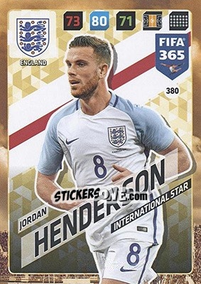 Sticker Jordan Henderson - FIFA 365: 2017-2018. Adrenalyn XL - Nordic edition n. 380 - Panini