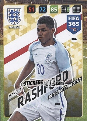 Sticker Marcus Rashford - FIFA 365: 2017-2018. Adrenalyn XL - Nordic edition n. 384 - Panini
