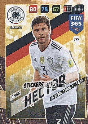 Sticker Jonas Hector - FIFA 365: 2017-2018. Adrenalyn XL - Nordic edition n. 395 - Panini