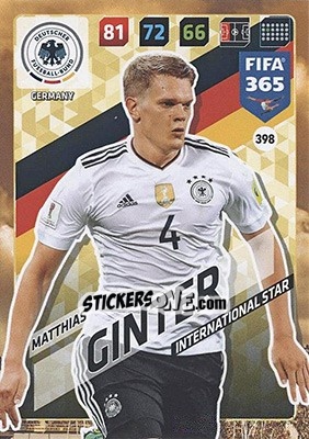 Sticker Matthias Ginter - FIFA 365: 2017-2018. Adrenalyn XL - Nordic edition n. 398 - Panini