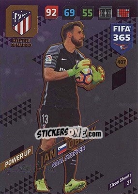 Sticker Jan Oblak - FIFA 365: 2017-2018. Adrenalyn XL - Nordic edition n. 407 - Panini