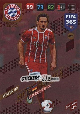 Sticker Mats Hummels - FIFA 365: 2017-2018. Adrenalyn XL - Nordic edition n. 420 - Panini