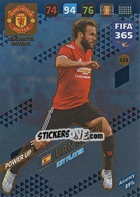 Sticker Juan Mata - FIFA 365: 2017-2018. Adrenalyn XL - Nordic edition n. 424 - Panini